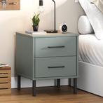 vidaXL Nachtkastje met metalen poten OSLO massief grenenhout, Minder dan 45 cm, Verzenden, Nieuw, Minder dan 55 cm