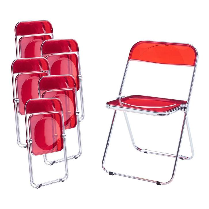 Klapstoel set van 6 Pornainen 74x46x47 cm rood [en.casa], Huis en Inrichting, Stoelen, Verzenden