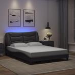vidaXL Bedframe met LED-verlichting kunstleer grijs 120x200, Overige materialen, Verzenden, Nieuw, Twijfelaar