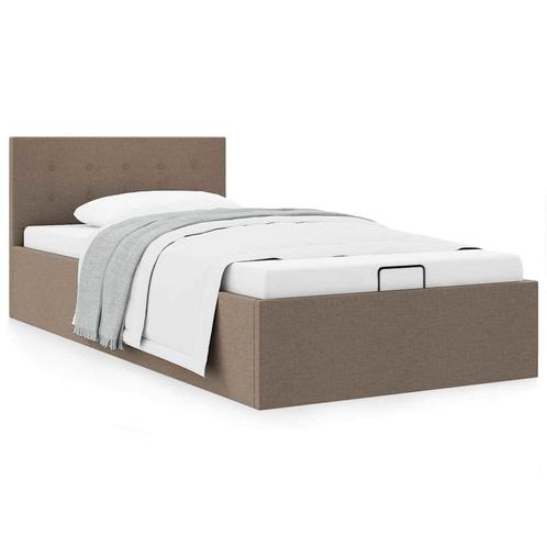 vidaXL Bedframe met hydraulische opslag stof taupe 90x200 cm, Huis en Inrichting, Slaapkamer | Bedden, 90 cm, 200 cm, Eenpersoons