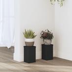vidaXL Plantenstandaards 2 st 10x10x18 cm bewerkt hout zwart, Verzenden, Nieuw
