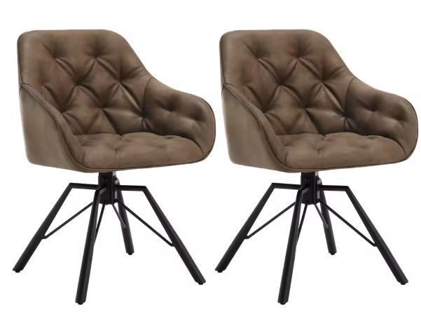 Set van 2 Draaibare Eetkamerstoelen – Armleuningen en Metaal, Huis en Inrichting, Stoelen, Nieuw, Verzenden