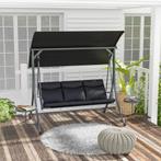 TRUUSK Hollywoodschommel Met Bijzettafels, 3-zits Tuinschomm, Tuin en Terras, Verzenden, Nieuw