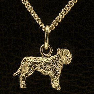 Gouden Bouvier oren ongecoupeerd staart omlaag ketting ha..., Sieraden, Tassen en Uiterlijk, Kettinghangers, Verzenden