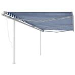 vidaXL Luifel automatisch uittrekbaar met palen 6x3 m blauw, Verzenden, Nieuw