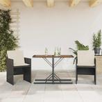vidaXL 3-delige Bistroset met kussens poly rattan zwart, Verzenden, Nieuw