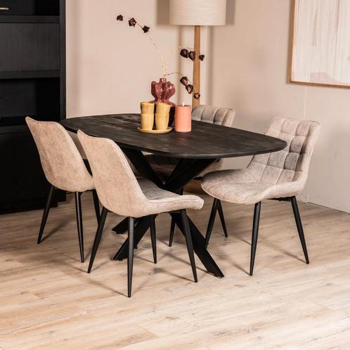 Eetkamertafel Alexander - Deens ovaal - Mangohout - Zwart, Huis en Inrichting, Tafels | Eettafels, Nieuw, Verzenden