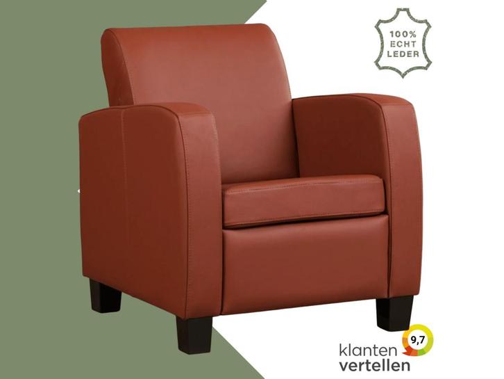 Leren fauteuil Joy - Toledo Terra (donkercognac) - Poten, Huis en Inrichting, Fauteuils, 50 tot 75 cm, 75 tot 100 cm, Nieuw, Leer