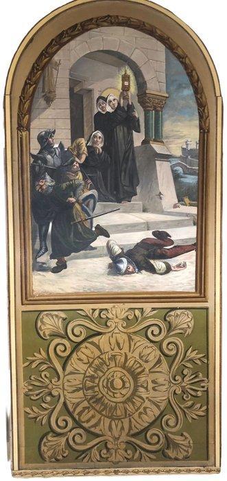 G. Comogli (XX) - S. Chiara d’Assisi che sconfigge i, Antiek en Kunst, Kunst | Schilderijen | Klassiek