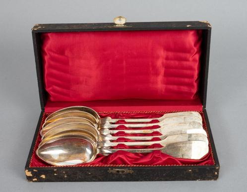 Zes zilveren soeplepels, Duitsland, 19e/ 20e eeuw, Antiek en Kunst, Antiek | Goud en Zilver