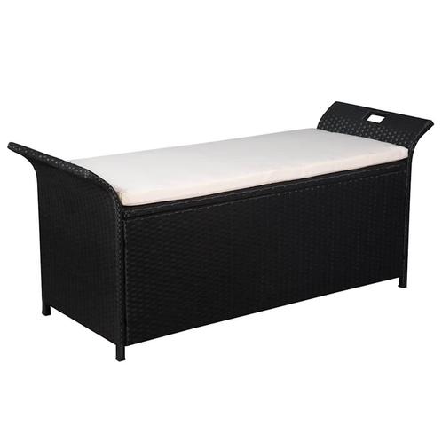 Zwarte Rattan Opbergbank 138cm | Tweedekansje (tuinbank), Tuin en Terras, Tuinbanken, Nieuw, Rotan, Ophalen of Verzenden