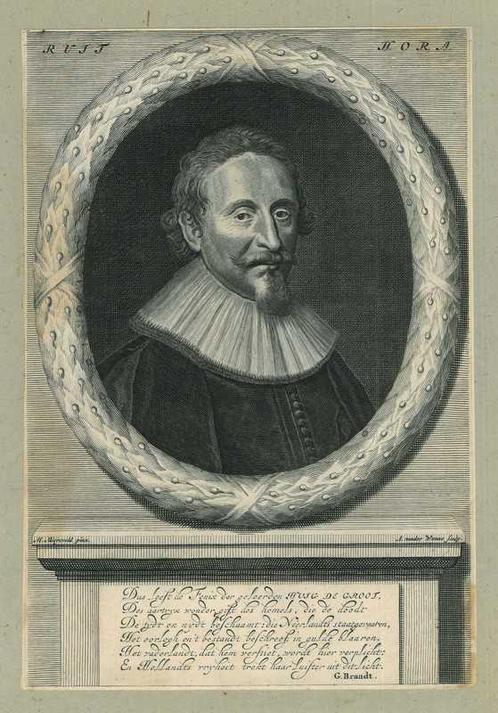 Portrait of Hugo Grotius, Antiek en Kunst, Kunst | Etsen en Gravures