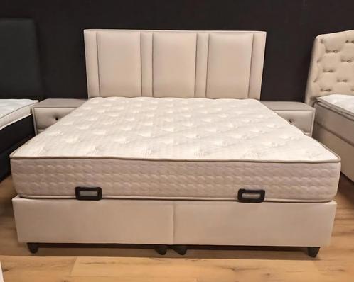 Nieuw! Opberg boxspring Rio - Taupe - 180 x 200, Huis en Inrichting, Slaapkamer | Boxsprings, 180 cm, 200 cm, Crème, Beige, Tweepersoons