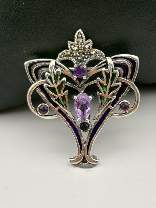 Decoratief ornament - Nederland - Broche markasiet amethist, Antiek en Kunst, Kunst | Designobjecten