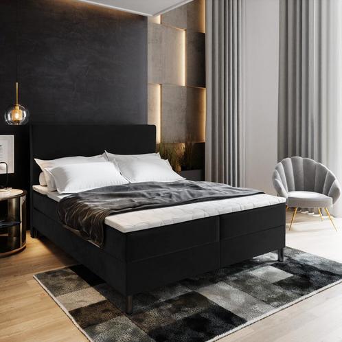 Opberg Boxspring Basic 160x200 Zwart - Direct Leverbaar!, Huis en Inrichting, Slaapkamer | Boxsprings, 160 cm, 200 cm, Zwart, Tweepersoons