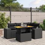 vidaXL 5-delige Loungeset met kussens poly rattan zwart, Tuin en Terras, Tuinsets en Loungesets, Verzenden, Nieuw, Rotan, Loungeset