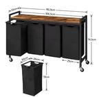 Rollende wassorteerder met 4 wasmanden en opbergplank, Verzenden, Nieuw