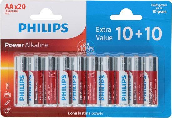 2dekans | Philips Power Alkaline Batterijen - 20x AA - 109%, Audio, Tv en Foto, Accu's en Batterijen, Zo goed als nieuw, Ophalen of Verzenden