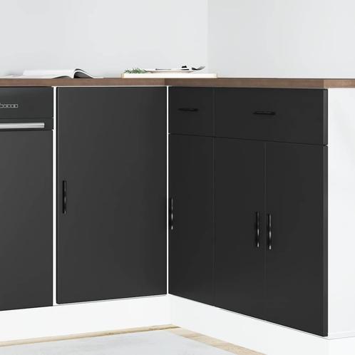 vidaXL Keuken onderkast Lyon bewerkt hout zwart, Huis en Inrichting, Keuken | Keukenelementen, Zwart, Nieuw, Verzenden