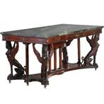 Antieke tafels / Kapitale Empire stijl bibliotheektafel / sc