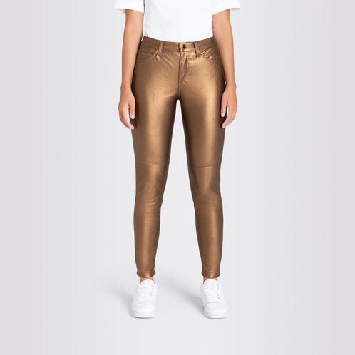 MAC • bruine coated Slim broek • 44, Kleding | Dames, Broeken en Pantalons, Bruin, Nieuw, Maat 42/44 (L), Verzenden