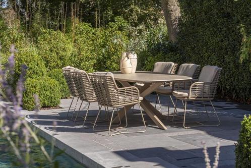 4 Seasons Outdoor Fabrice tuinset latte met Prado tafel, Tuin en Terras, Tuinsets en Loungesets, Ophalen of Verzenden