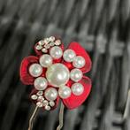 PaCaZa - Zilverkleurige Hairpins - Rode Bloem - Diamantje..., Kleding | Dames, Trouwkleding en Trouwaccessoires, Nieuw, Ophalen of Verzenden