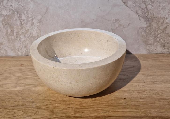 Marmeren Fontein Waskom | Wit Natuursteen 25cm | Teakea, Doe-het-zelf en Verbouw, Sanitair, Nieuw, Steen, Toilet, Verzenden