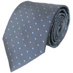 SALE! Grijze XL stropdas met blauwe stippen • Prijs € 5,-, Kleding | Heren, Stropdassen, Nieuw, Grijs, Met patroon, Losse Blouse Kraagjes