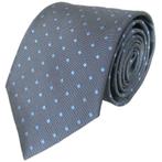 SALE! Grijze XL stropdas met blauwe stippen • Prijs € 5,-, Verzenden, Nieuw, Met patroon, Grijs