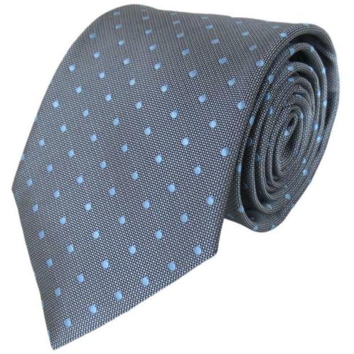 SALE! Grijze XL stropdas met blauwe stippen • Prijs € 5,-, Kleding | Heren, Stropdassen, Met patroon, Grijs, Nieuw, Verzenden