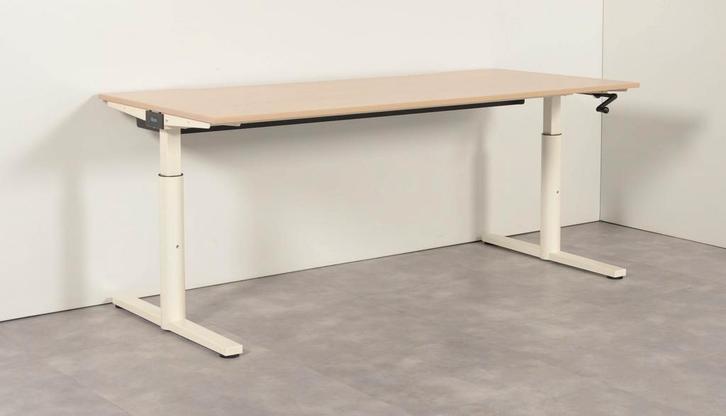 Gispen TM bureau handslinger, gekalkt eiken blad, 180 x 80, Huis en Inrichting, Bureaus, Ophalen of Verzenden