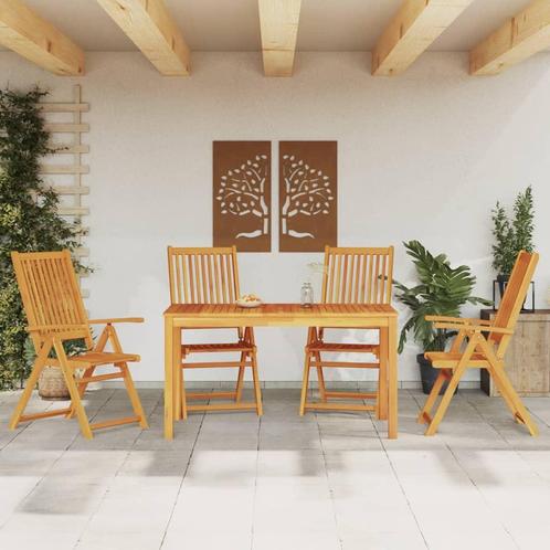 vidaXL 5-delige Eethoek massief acaciahout, Tuin en Terras, Tuinsets en Loungesets, Nieuw, 4 zitplaatsen, Hardhout, Verzenden