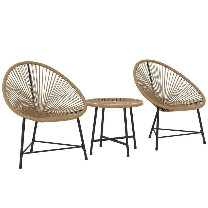 Polyrattan Tuinmeubelset, Outdoor Lounge Balkonmeubilair Voo, Tuin en Terras, Parasols, Nieuw, Verzenden