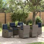 vidaXL Tuin Eetset 7 pcs Grijs Poly riet, Tuin en Terras, Verzenden, Nieuw