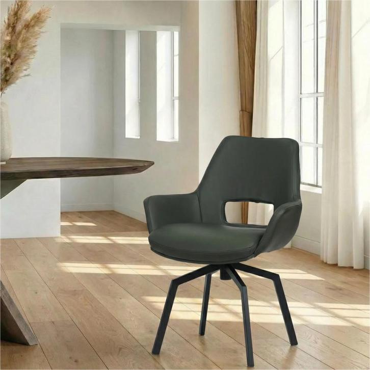 Leren draaibare eetkamerstoel Zippy - Toledo Verde, Huis en Inrichting, Stoelen, Nieuw, Leer, Ophalen of Verzenden