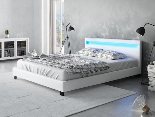 Tweepersoonsbed Paris - Wit - 160x200 cm LED verlichting, Huis en Inrichting, Slaapkamer | Bedden, 200 cm, Nieuw, 160 cm, Verzenden