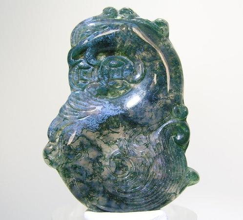 Agaat Gravure - Hoogte: 54 mm - Breedte: 40 mm- 17.8 g - (1), Verzamelen, Mineralen en Fossielen