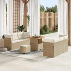 vidaXL 9-delige Tuinbankenset met kussens poly rattan acacia, Verzenden, Nieuw, Rotan