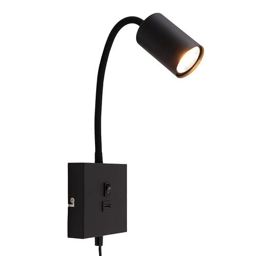 Moderne wandspot zwart, Tibor, met schakelaar, Huis en Inrichting, Lampen | Wandlampen, Nieuw, Ophalen of Verzenden