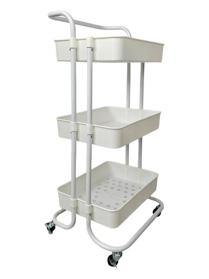 Keukentrolley op wieltjes | 3 laags | 43x36x86cm | Wit | Kar, Huis en Inrichting, Keuken | Keukenelementen, 25 tot 50 cm, Wit