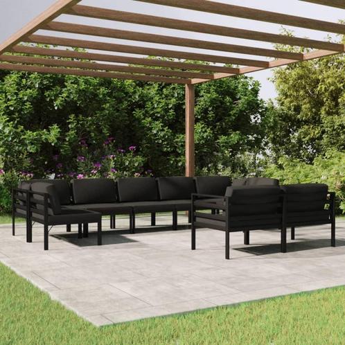 vidaXL 9-delige Loungeset met kussens aluminium, Tuin en Terras, Tuinsets en Loungesets, Loungeset, Nieuw, Aluminium, Verzenden
