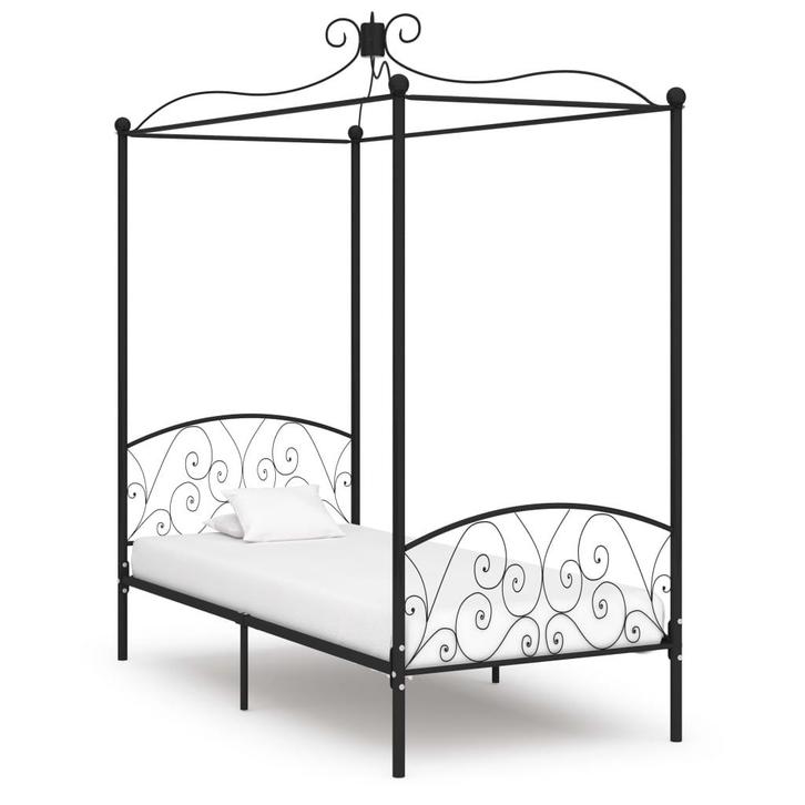 vidaXL Hemelbedframe metaal zwart 100x200 cm, Huis en Inrichting, Slaapkamer | Bedden, 100 cm, 200 cm, Zwart, Eenpersoons, Nieuw