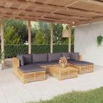 vidaXL 7-delige Loungeset met kussens massief teakhout, Verzenden, 6 zitplaatsen, Teakhout, Nieuw