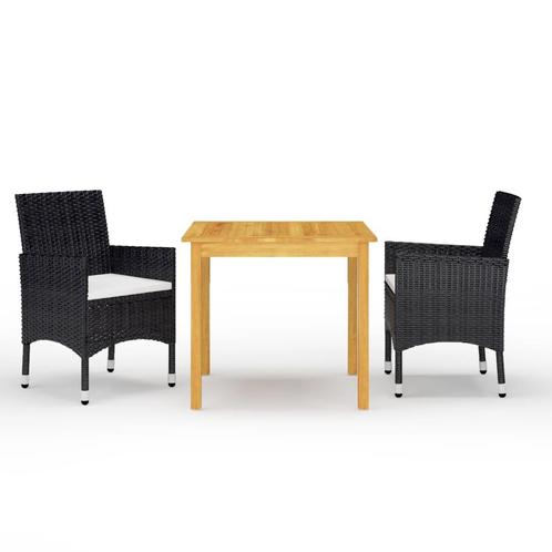 vidaXL 3-delige Tuinset zwart, Tuin en Terras, Tuinsets en Loungesets, Tuinset, Nieuw, 2 zitplaatsen, Hardhout, Verzenden
