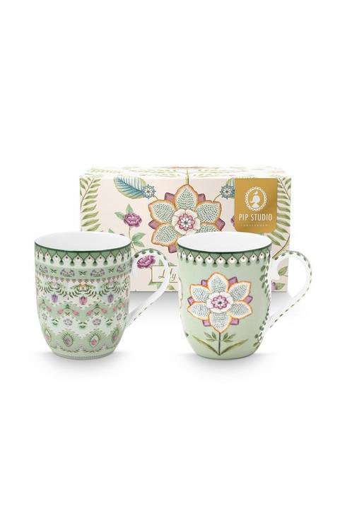 Set van 2 Mokjes 145ml Pip Studio Lily en Lotus Light Green, Huis en Inrichting, Keuken | Servies, Kop(pen) en/of Schotel(s), Nieuw