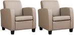 Taupe leren landelijke stoels - poot hout zwart - Toledo Le, Huis en Inrichting, Fauteuils, Nieuw, Ophalen of Verzenden, Landelijk