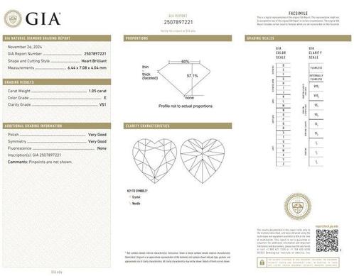 1 pcs Diamant (Natuurlijk) - 1.05 ct - Hart - E - VS1 -, Sieraden, Tassen en Uiterlijk, Edelstenen
