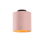 Plafondlamp met velours kap oud roze met goud 20 cm - Combi, Huis en Inrichting, Lampen | Plafondlampen, Nieuw, Overige materialen