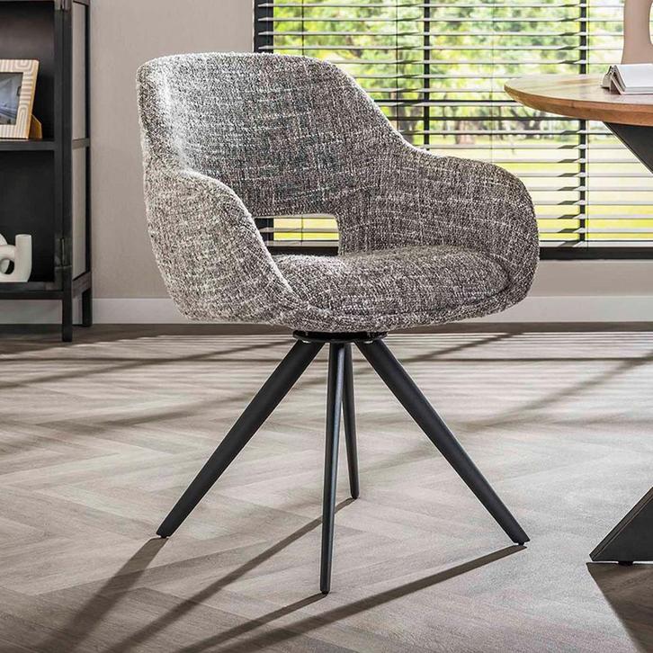 *WOONWINKEL* Moderne Eetkamerstoel Draaibaar Grijs, Huis en Inrichting, Stoelen, Grijs, Nieuw, Stof, Verzenden